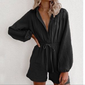 Never Worn! Black Linen Romper